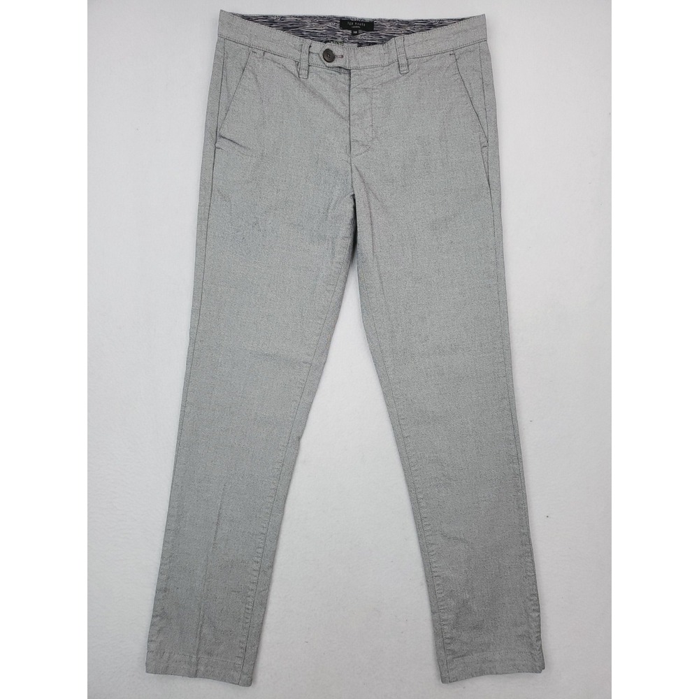 Ted Baker Pants Mens 31x30 Gray Slim Straight‎ Chino Slacks Office Professional
